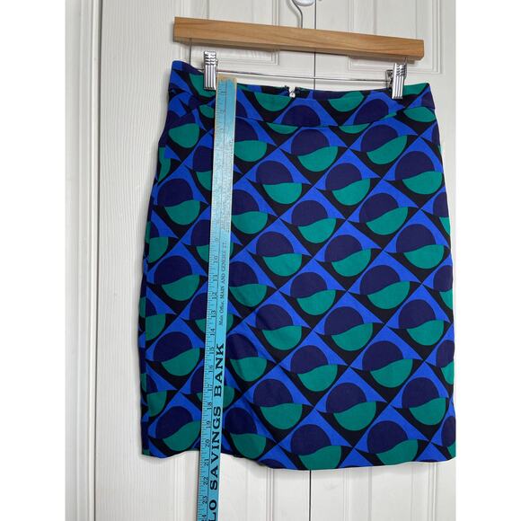Marc Jacobs Etta Print Pencil Skirt Blue Green Circles Abstract Size 4 - Picture 5 of 12